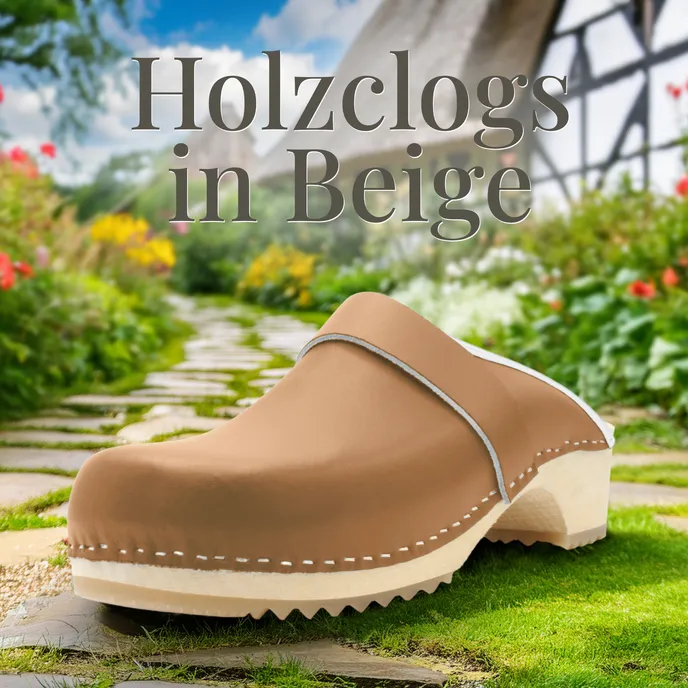 Holzclogs in Beige, offen