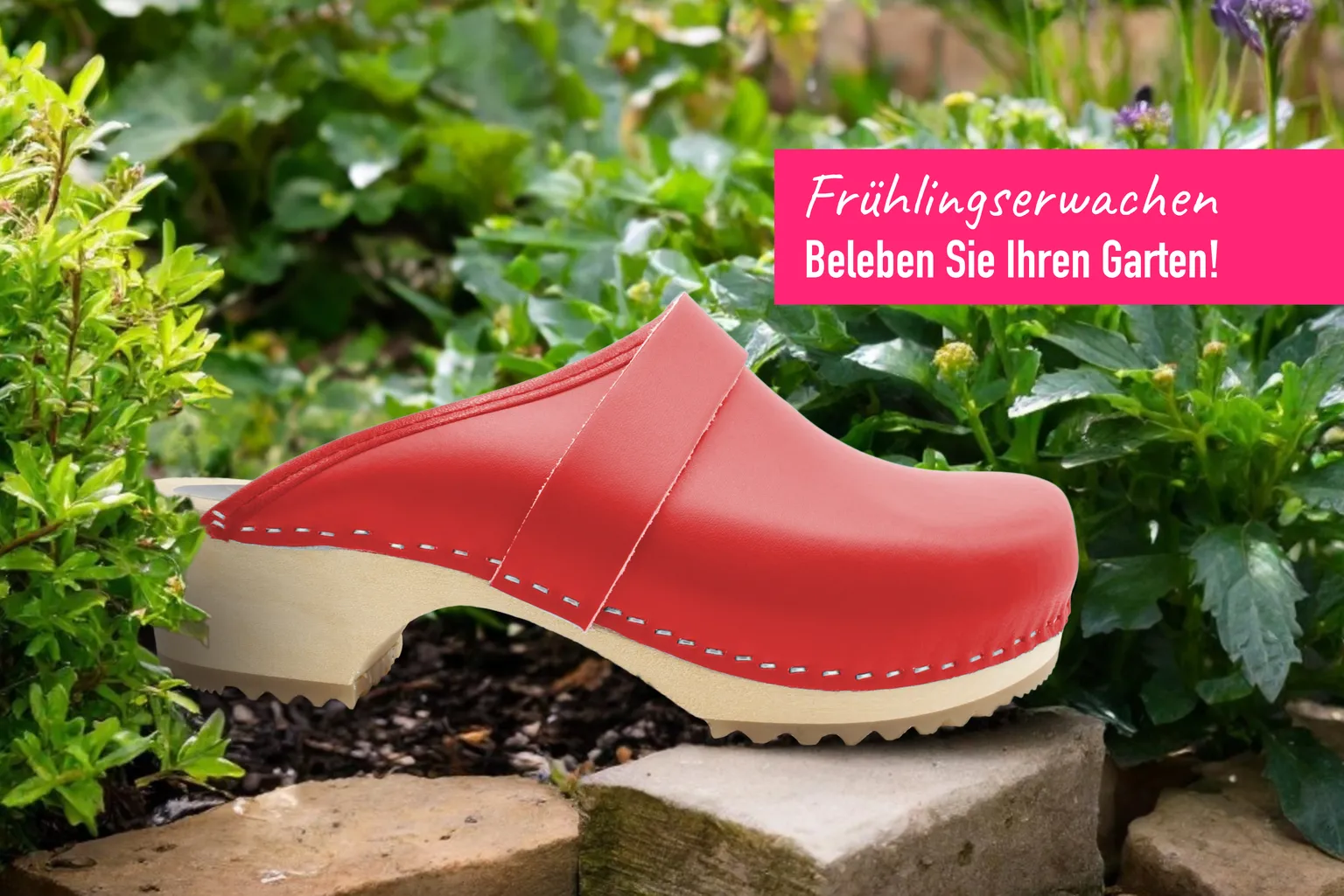Holzclogs in Rot - offen