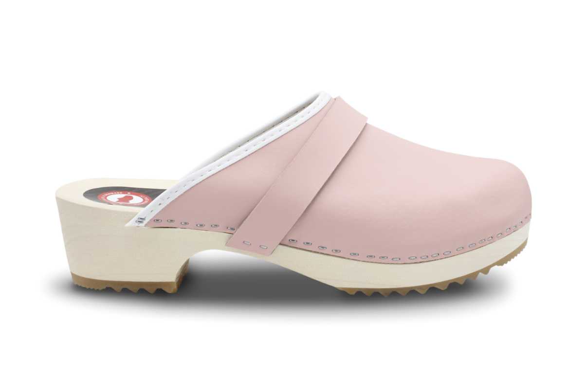 Holz Clogs in Rosa, offen