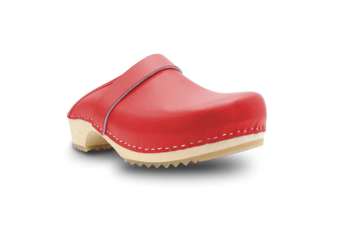 Holz Clogs in Rot, offen